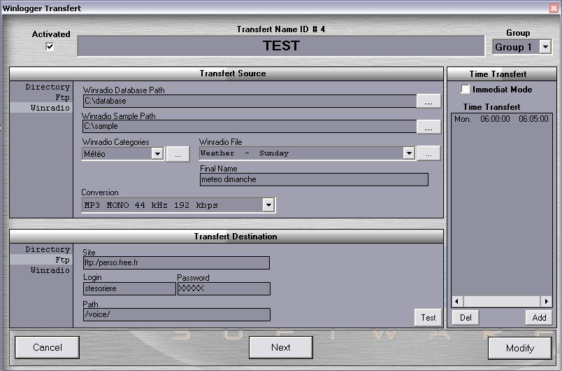 WinTransfer logiciel podcast radio