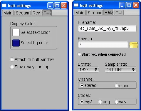 Butt setting gui rec
