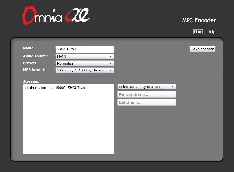 Omnia AX/E encodeur ajout flux